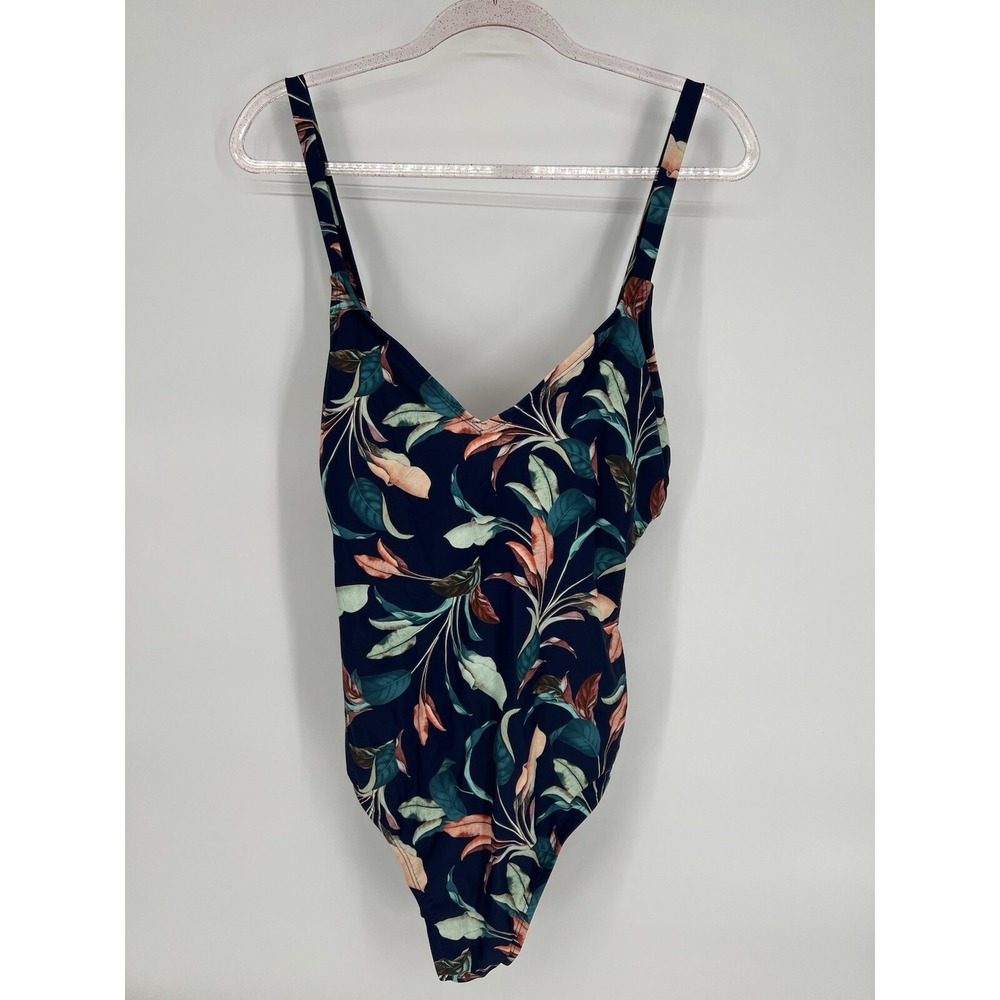 Mynah One Piece Navy Blue Swimsuit Size 16W‎ Floral Print NWT Org $92